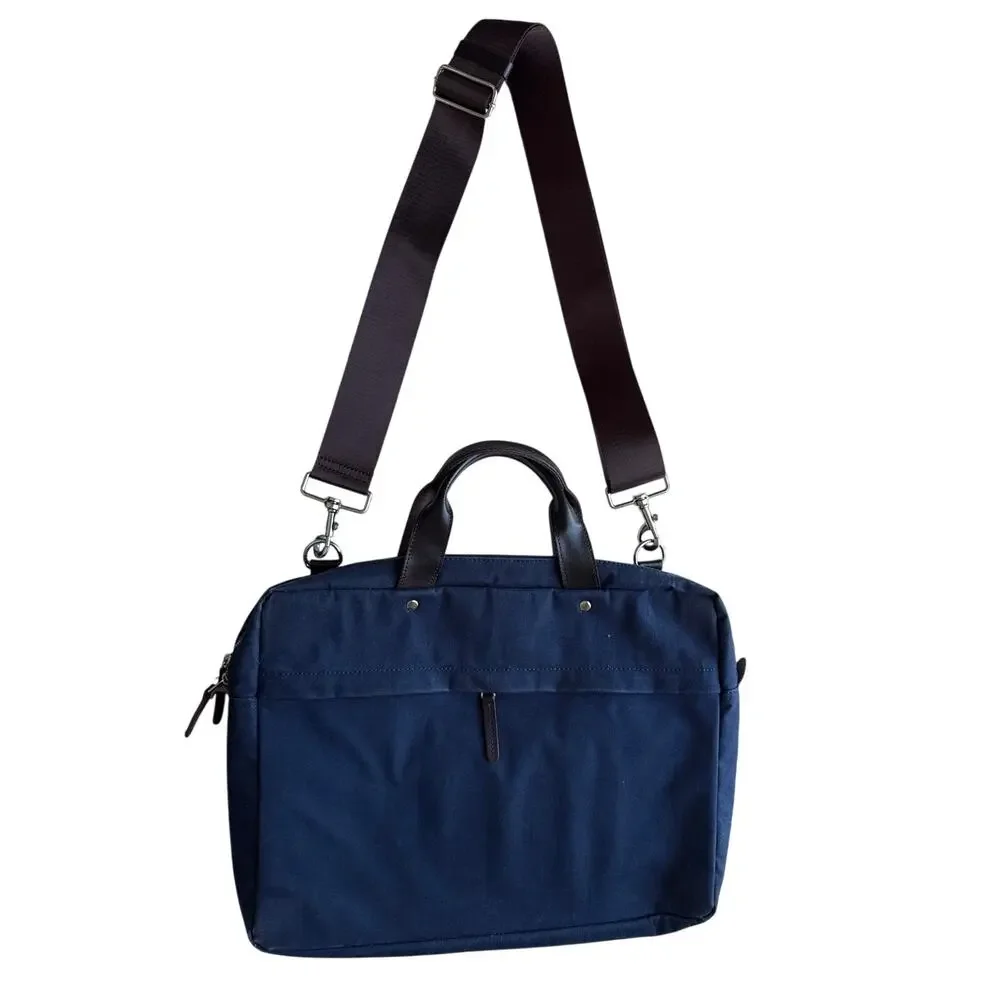 Line of Trade Canvas and Leather Laptop Bag Double Handle in Navy Blue